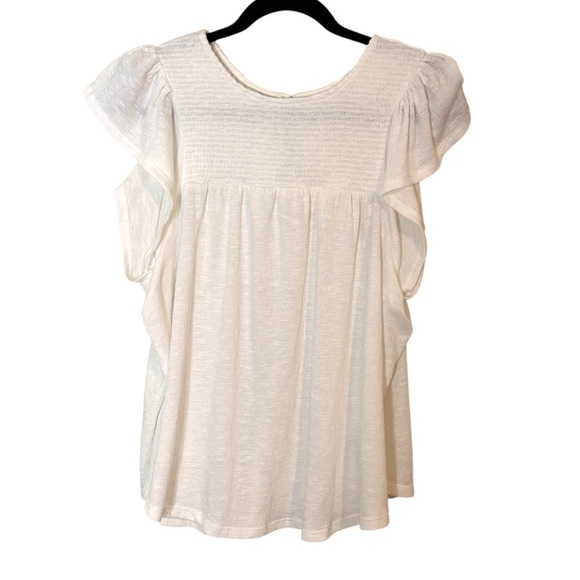 Gentle Fawn Women's White Flutter Sleeve Top- Size Small - Picture 2 of 9